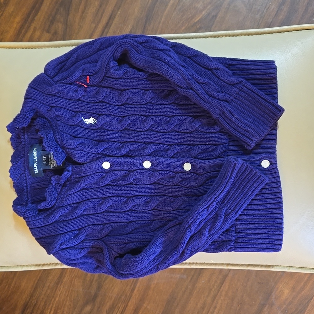 Children size 3T ralph lauren button knit sweater purple!